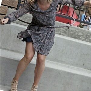 ASTR the label Blue Paisley Long sleeve Swing Dress